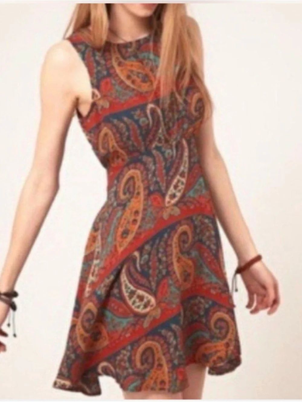 Free People Dancing Pretty Paisley A Line tank dress Sz 4